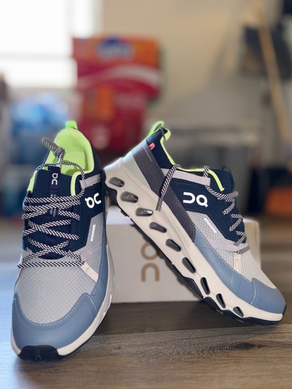 On Running  Cloudnova Sneakers in Navy & Neon Green Accents